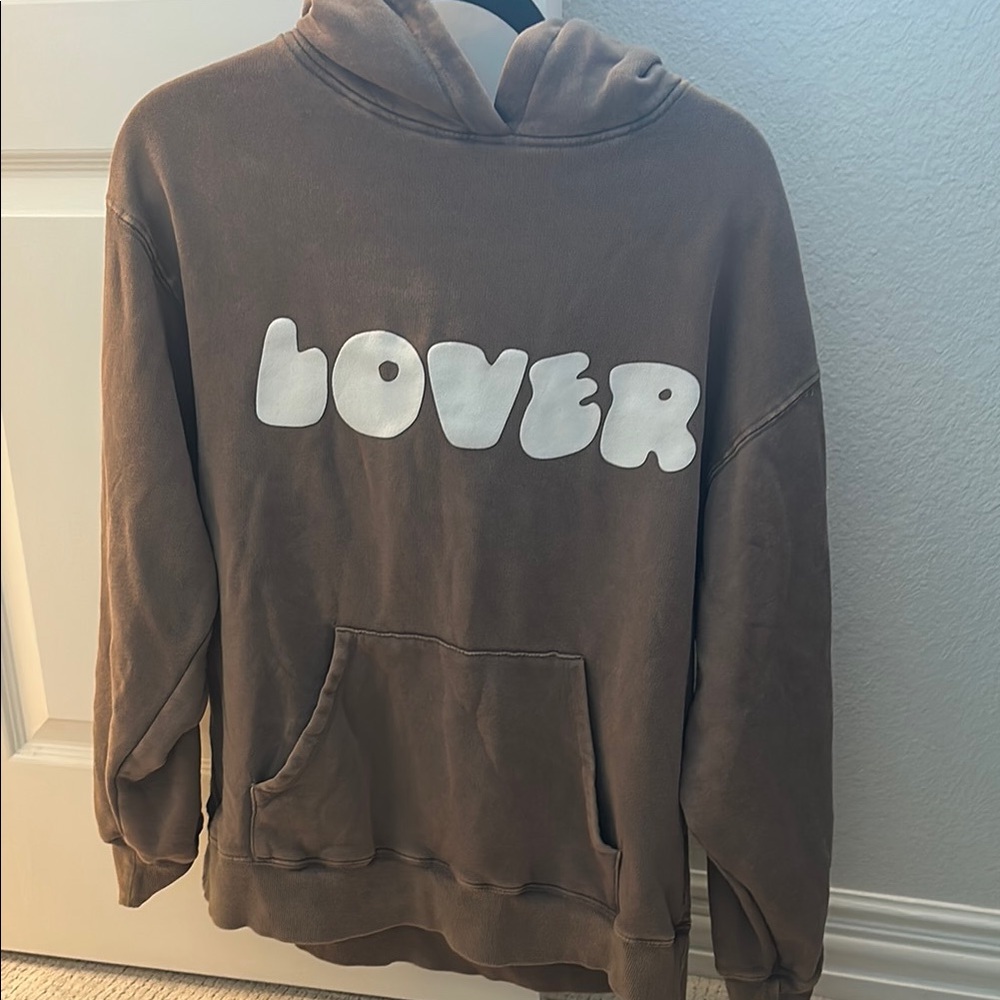 Brown Hoodie with White Print